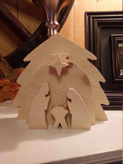 Wood Nativity Scene
