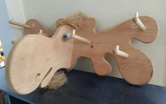 Wood Pine Moose Coat Rack