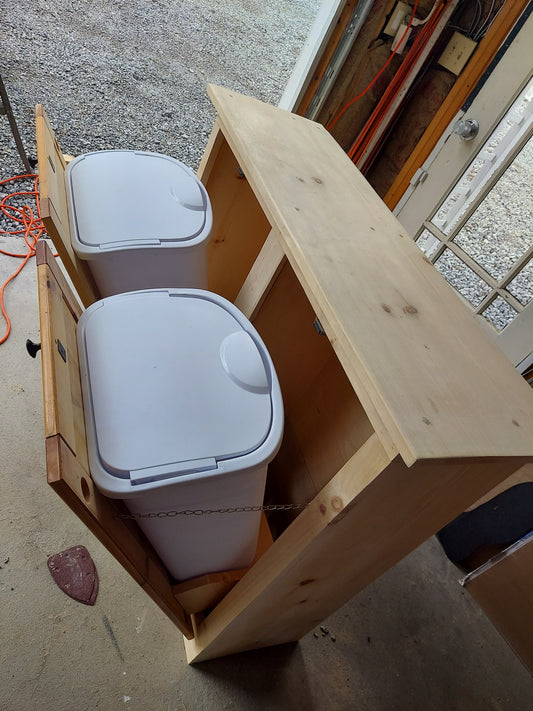 Pine Trash Bin Cabinet