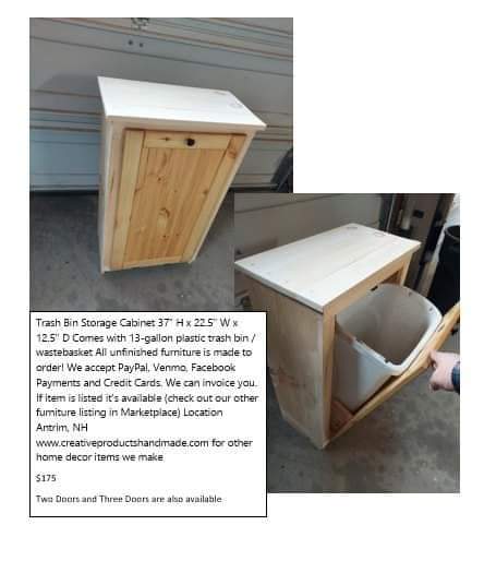 Pine Trash Bin Cabinet