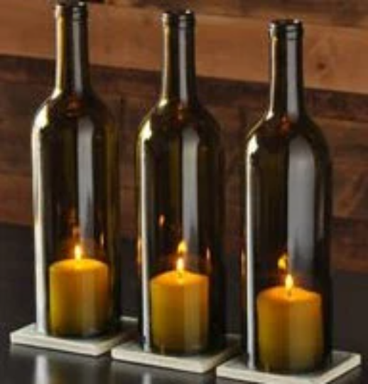 Wine bottle candle holders