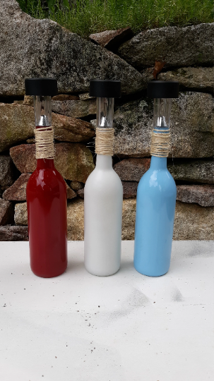 Patriotic Wine bottle Solar Lights