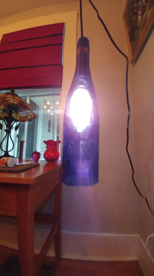 Wine bottle pendant light