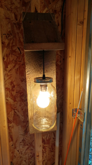 Mason Jar Barn Board wall sconce