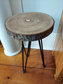 Wood slab stool hairpin legs