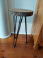 Wood slab stool hairpin legs