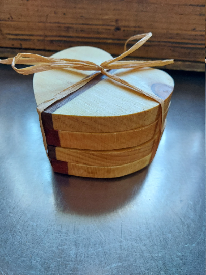 Heart wood coasters