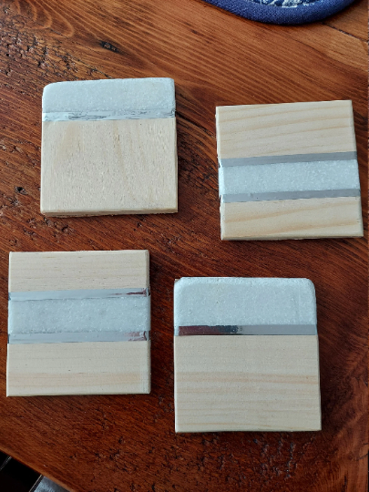 Carrara Marble and Pine Coasters